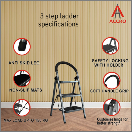 Mild Steel 3 Step Ladder